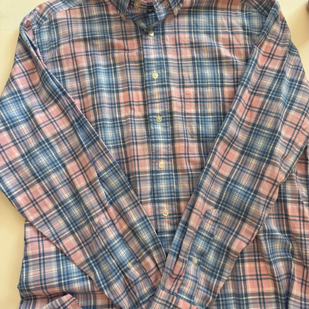 Vineyard Vines Casual Plaid Shirt in Blue and Pink